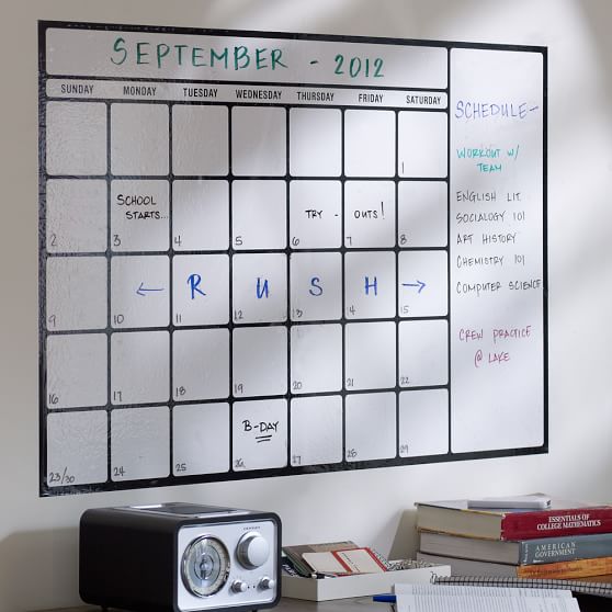 Dry Erase Weekly Calendar Board : Dry erase calendar decal pbteen Dry Erase Weekly Calendar Board : Dry erase calendar decal pbteen