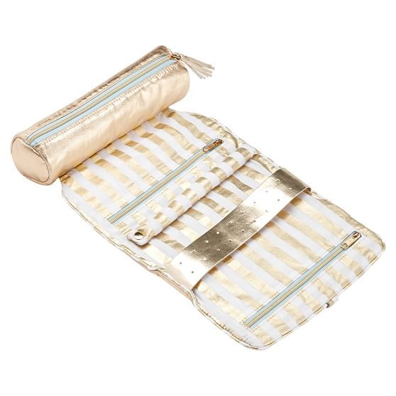 Shine On Jewelry Roll, Gold Stripe PBteen