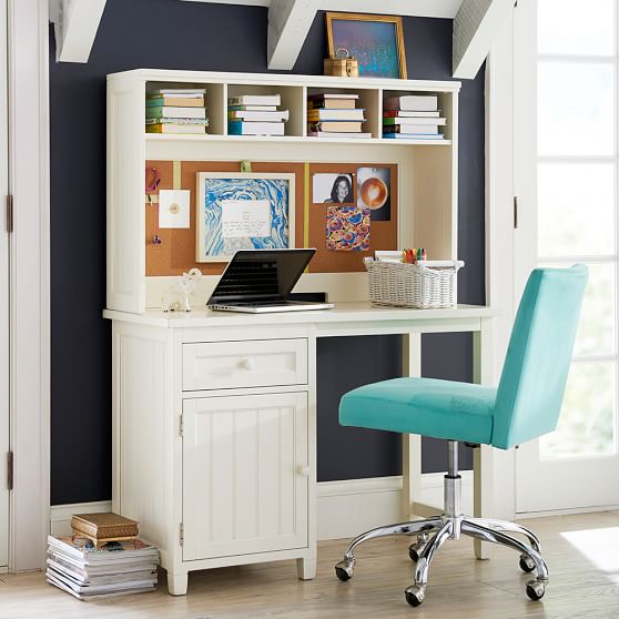 Beadboard Space-saving Desk + Hutch 