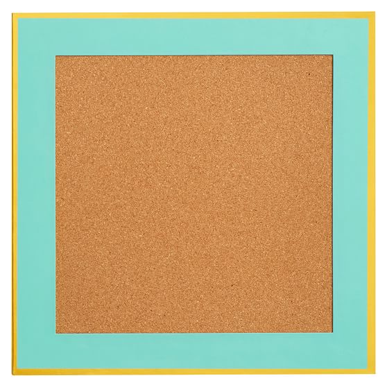 Paper Border Corkboard, Aqua Blue With Gold Metallic Trim PBteen