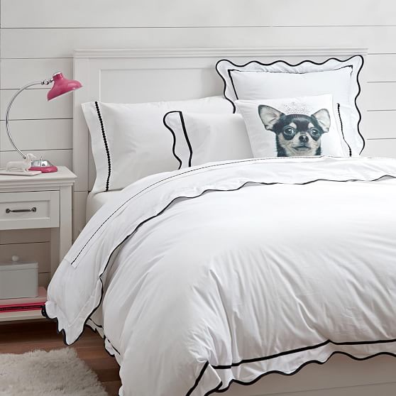 Vienna Scallop Duvet Cover + Sham, Black PBteen