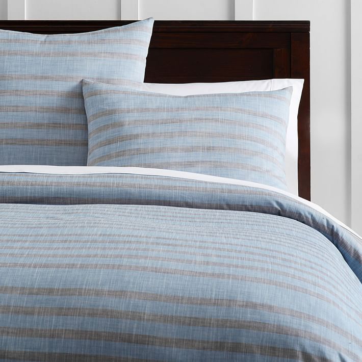 Twin Anic Cotton Duvet Cover Pbteen Anic Texture Stripe Duvet Cover Twin Blue