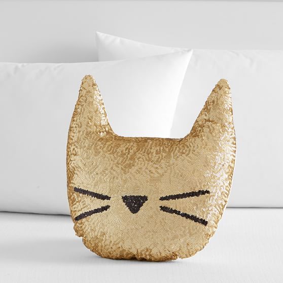 cat sequin pillow