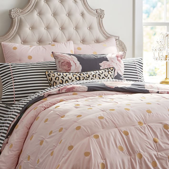 Pink Comforter And Duvet Sets Pbteen The Emily Meritt Gold Dot Quilt Twin Dusty Pink