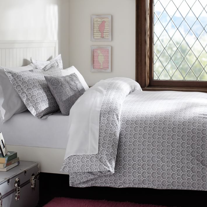 Florette Duvet Cover Sham Light Gray Pbteen