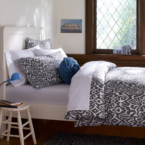 Urban Ikat Organic Duvet Cover + Pillowcases, Gray | PBteen