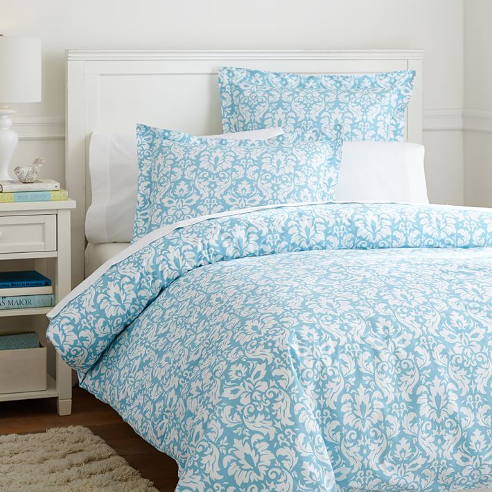 Damask Duvet Cover Sham Sky Blue Pbteen